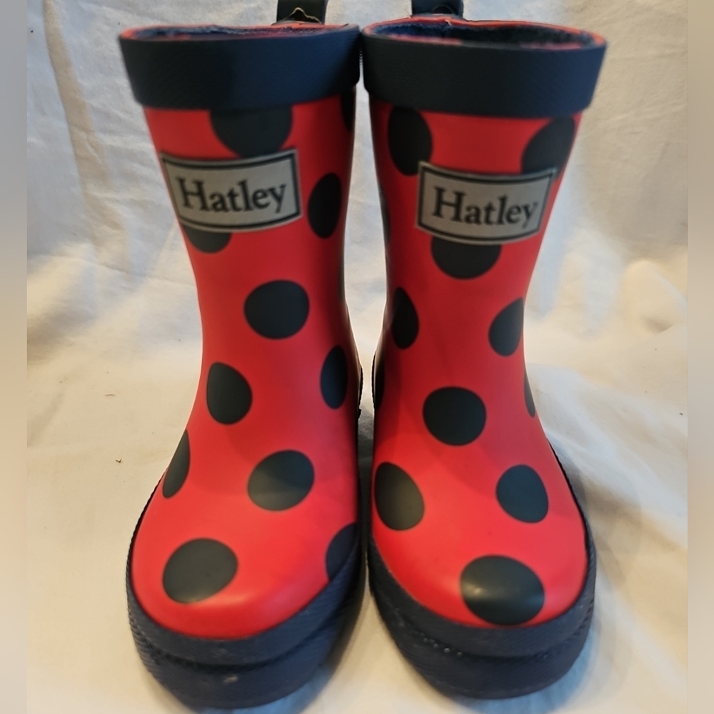Hatley KIDS RED BLUE POLKA‎ DOT RAIN BOOTS SIZE 5